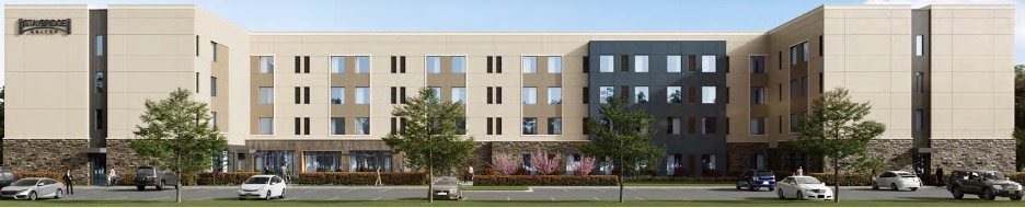 Rendering of the four-story hotel from the street